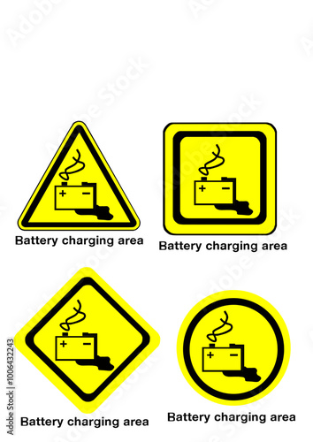 Una plantilla de carteles de peligro de sala de baterias con sus variantes sin el cartel Danger