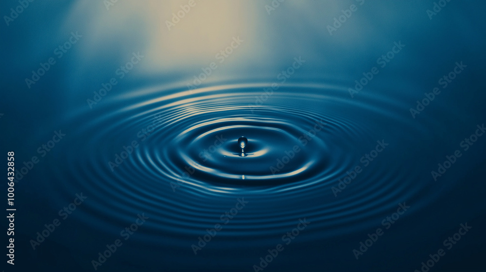 A mesmerizing scene of a water droplet impacting a calm body of water. The droplet, captured in a split-second, creates a ripple effect on the water's surface. A mesmerizing scene of a water droplet impacting a calm body of water. The droplet, captured in a split-second, creates a ripple effect on the water's surface.