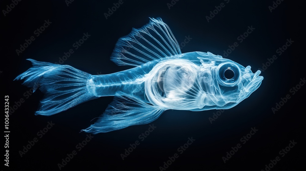 A fish is shown in a blue and white color A fish is shown in a blue and white color