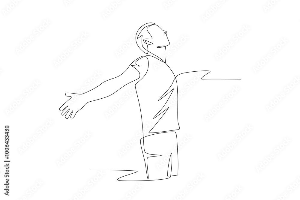A man who is relaxing. Wellbeing concept one-line drawing A man who is relaxing. Wellbeing concept one-line drawing