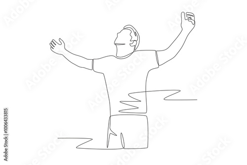 A man who is relaxing. Wellbeing concept one-line drawing
