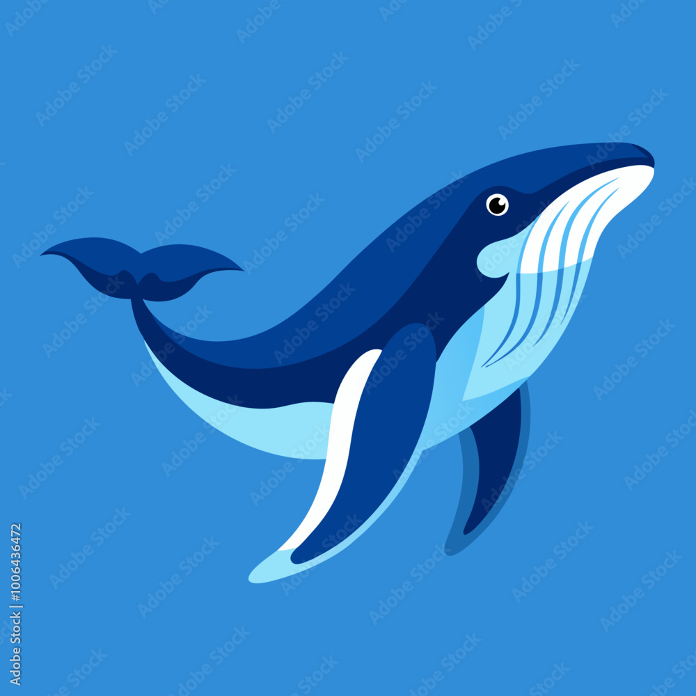 Fototapeta premium Stunning Vector Illustration of Humpback Whale Breaching in Clear Blue Waters 