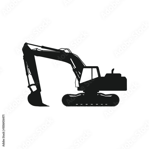 Excavator vector icon on white background, Heavy equipment logo, vector for construction company.