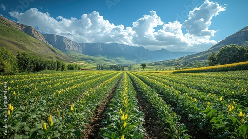 Picturesque Field of Green and Yellow