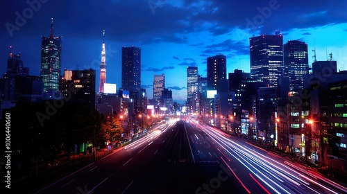 Tokyo scenery  A vibrant view of Tokyo s skyline and streets  capturing the city s energy and unique culture..