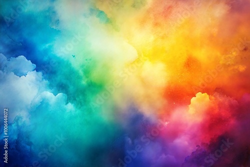 Dreamlike abstract sky with rainbow colors and ethereal clouds