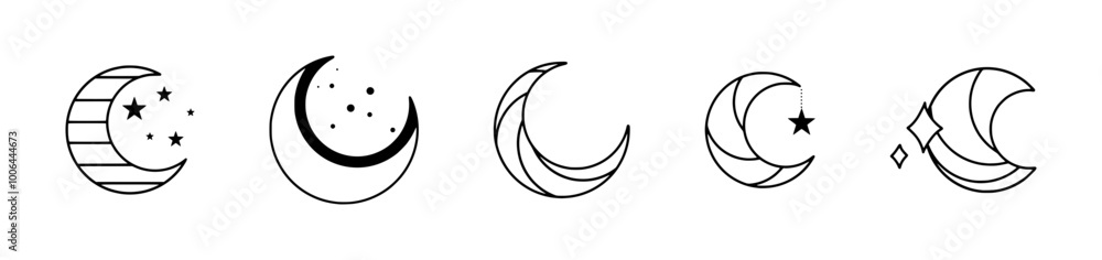 Beautiful Moon and Star Icons for Ramadan Festivities and Children’s Celebrations – Perfect for Nighttime Themes