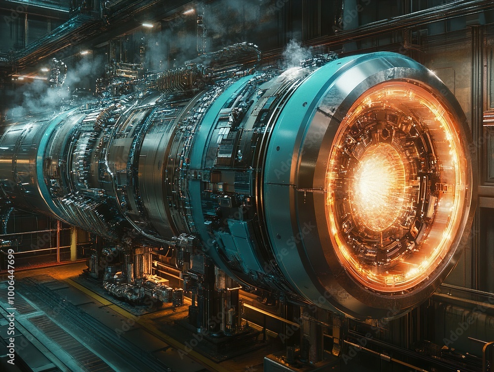Futuristic Industrial Machine: A Glowing Engine of Power Futuristic Industrial Machine: A Glowing Engine of Power