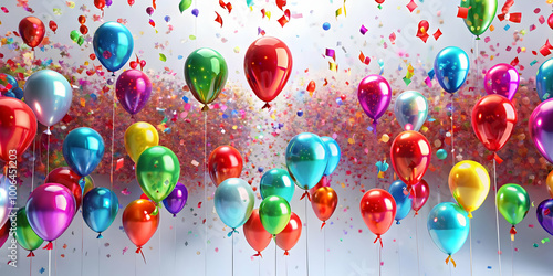 Wallpaper Mural 3D Holographic Celebration Background with Confetti & Balloons for World AIDS Day - Seamless Design & Copy Space Torontodigital.ca