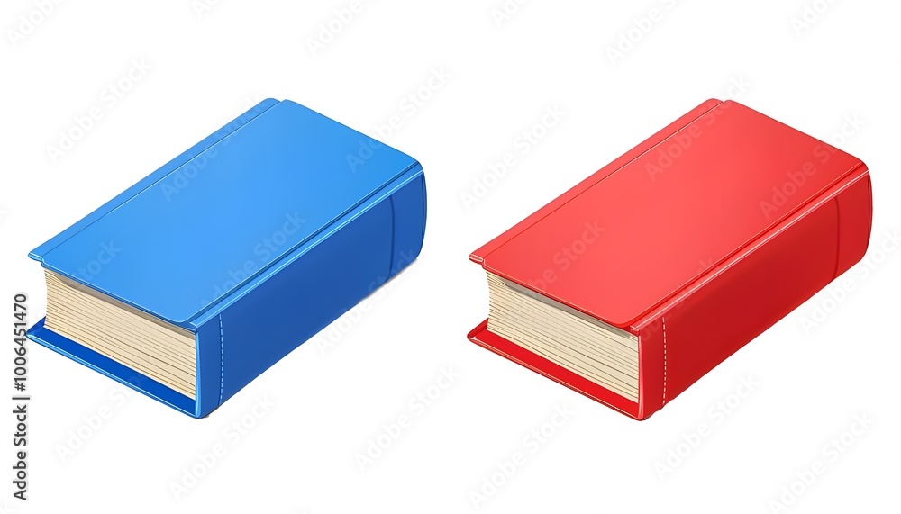 Red & blue hardcover book, vector illustration on a white background, without shadows, gradients Red & blue hardcover book, vector illustration on a white background, without shadows, gradients