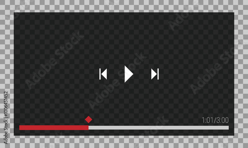 Transparent interface template for a simple video player or online streaming display photo