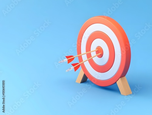 A red and white target with three arrows pointing to it