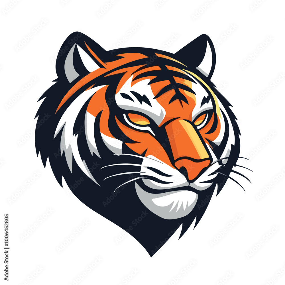 Tiger head mascot logo isolated on white background Tiger head mascot logo isolated on white background