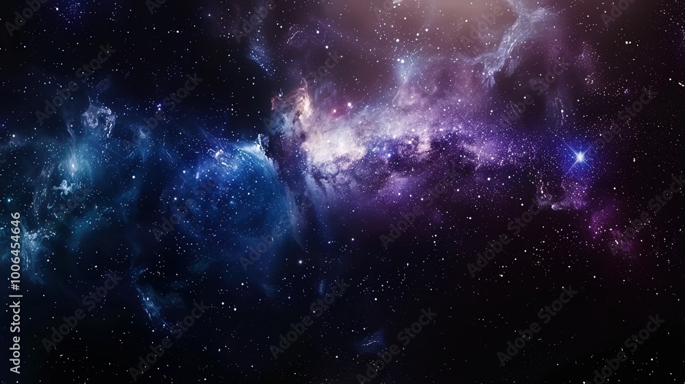 Fototapeta premium Big Bang colorful space galaxy fog cloud nebula. Universe science astronomy and stary night cosmos mockup background. Supernova concept wallpaper