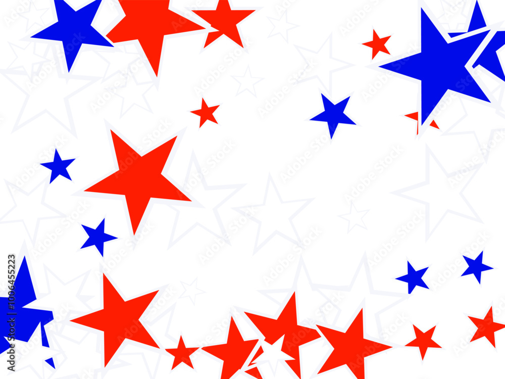 Background with red, white, blue stars. Vector paper illustration. Web banner template for USA Independence day or Memorial Day Background with red, white, blue stars. Vector paper illustration. Web banner template for USA Independence day or Memorial Day