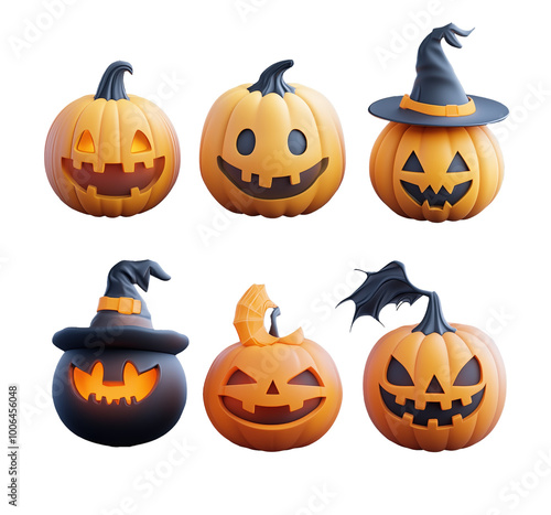 A delightful collection of Halloween pumpkin icons for festive celebrations and decorations