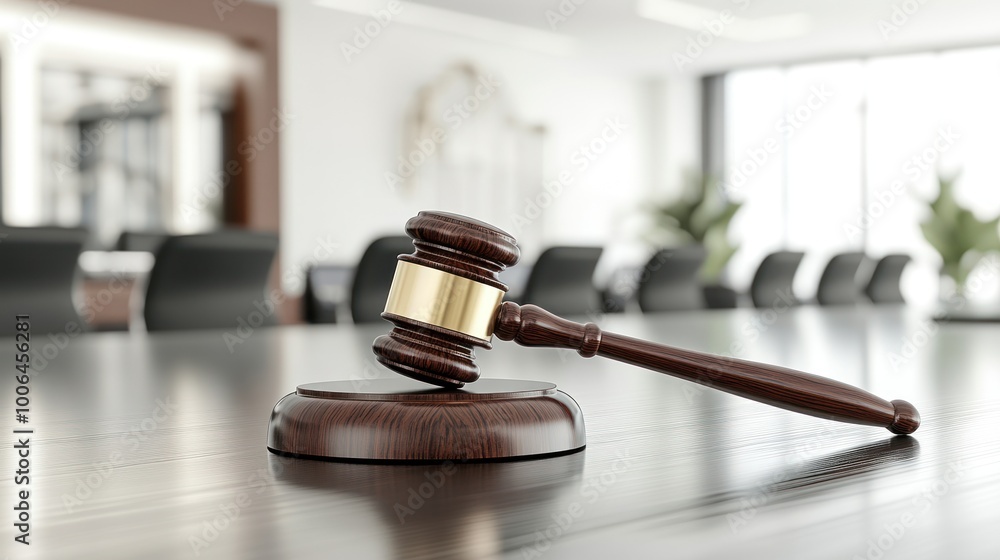 Gavel on a Conference Table Gavel on a Conference Table