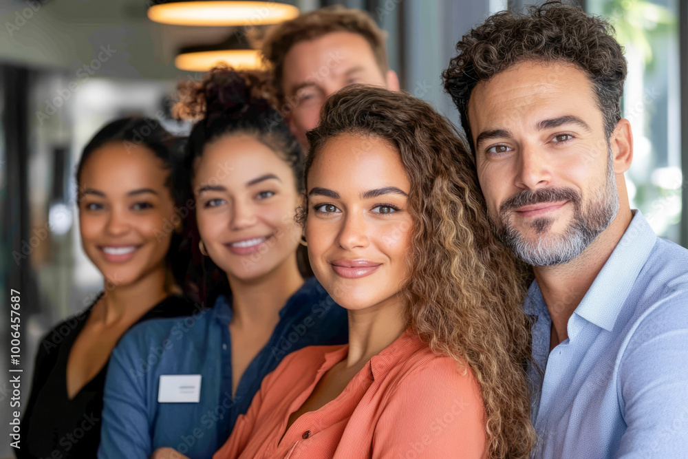 Smiling Group of Diverse Professionals in Modern Office Smiling Group of Diverse Professionals in Modern Office