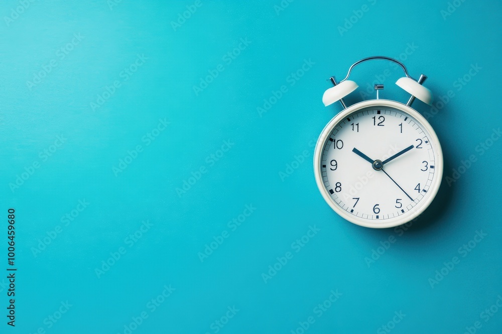 White Alarm Clock on Blue. White Alarm Clock on Blue.
