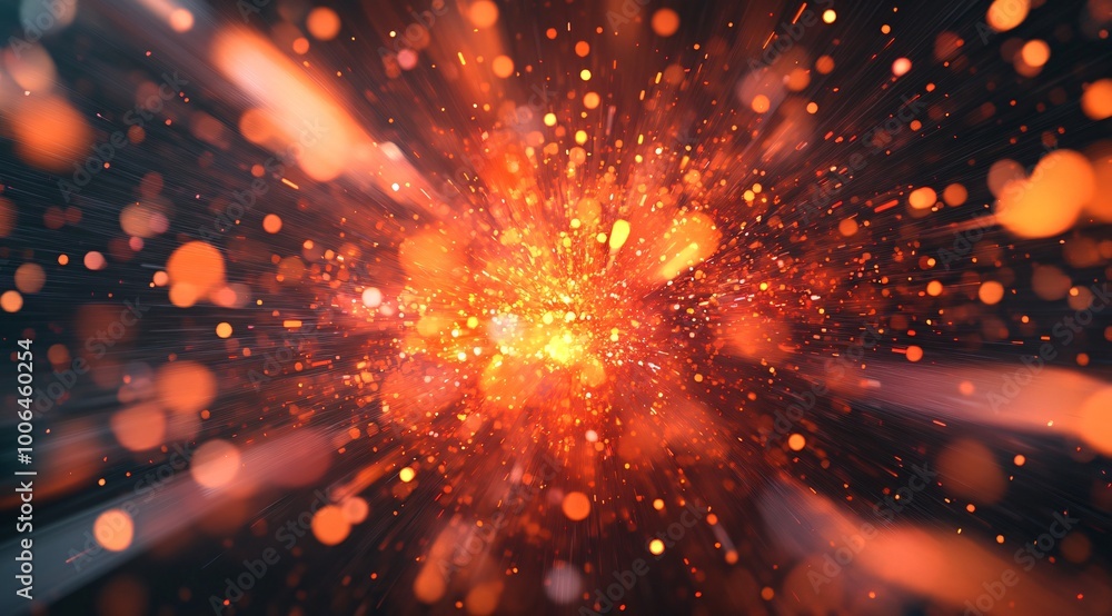 Fototapeta premium Fiery Explosion of Radiant Energy and Powerful Ignition Burst with Brilliant Sparks and Flames