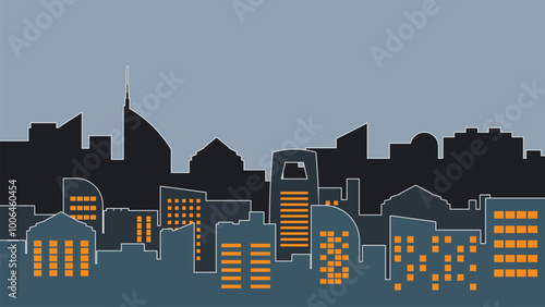 Metropolitan Night City Silhouette. vector illustration
