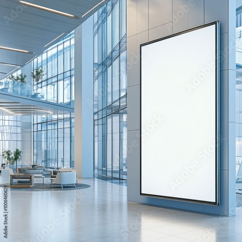     Modern Office Lobby Digital Display Mockup - 32k UHD Resolution
