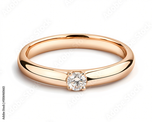 Wallpaper Mural A gold and diamond ring with a small diamond in the center. The ring is very shiny and has a nice design Torontodigital.ca