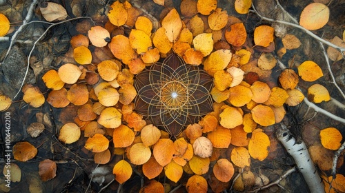 Autumn leaves urchin on the sand