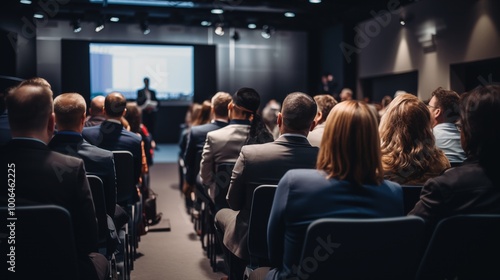 Wallpaper Mural businessmen and businesswomen in conference room, listening to the speakers which is on stage attentively Torontodigital.ca