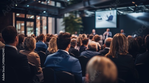 Wallpaper Mural businessmen and businesswomen in conference room, listening to the speakers which is on stage attentively Torontodigital.ca