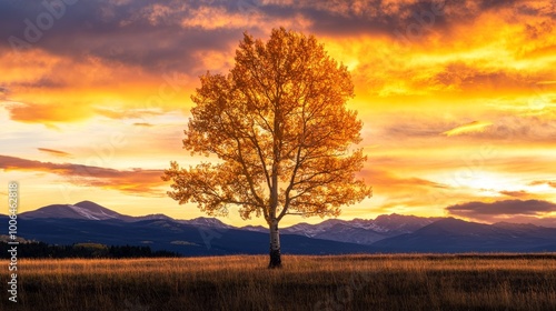 Autumn leaves sunset
