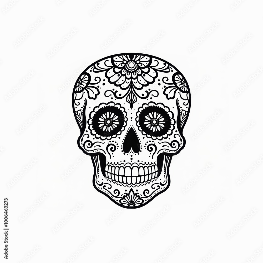 Fototapeta premium This detailed sugar skull design is perfect for celebrating the Day of the Dead and for various artistic projects