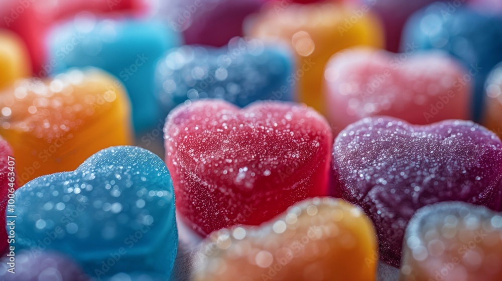 Heart candies with powdered sugar for valentine day closeup image. Natural bonbons showing love and affection close up photography. Valentine day sweet present concept photo realistic Heart candies with powdered sugar for valentine day closeup image. Natural bonbons showing love and affection close up photography. Valentine day sweet present concept photo realistic
