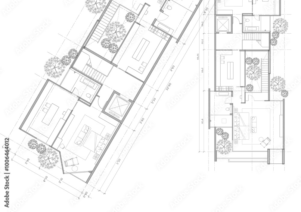 Floor plan designed building on the drawing. Floor plan designed building on the drawing.