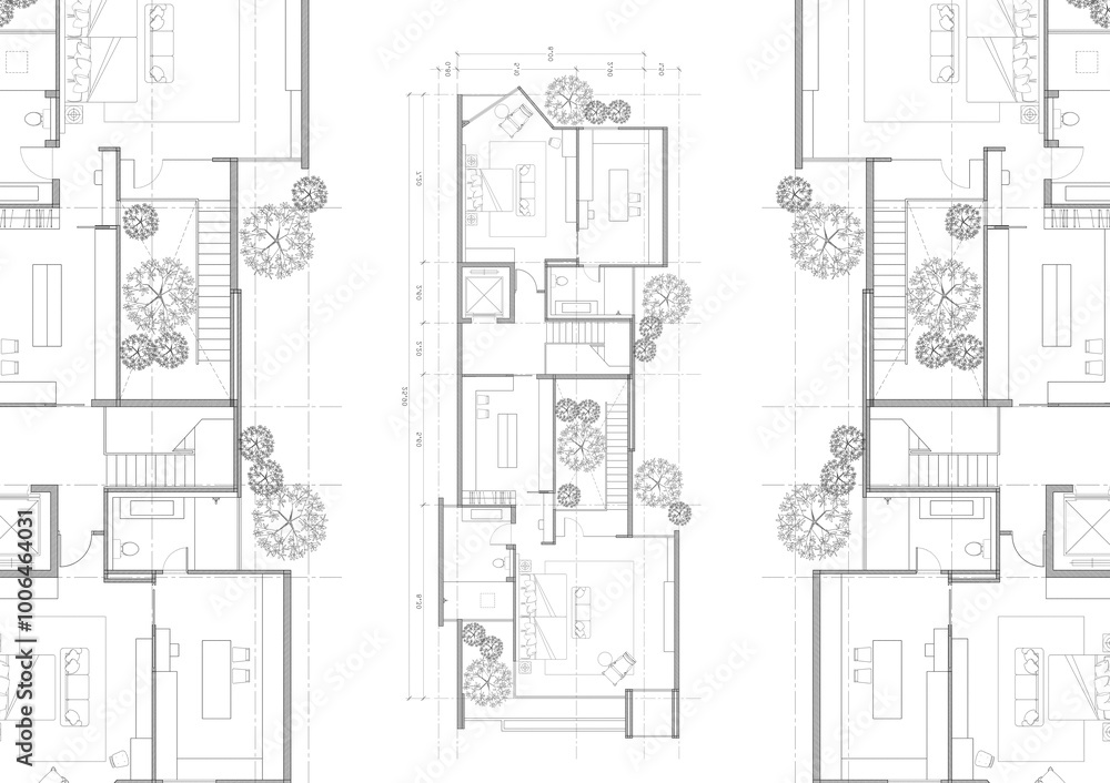 Floor plan designed building on the drawing. Floor plan designed building on the drawing.