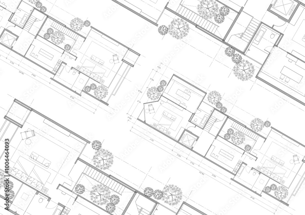 Floor plan designed building on the drawing. Floor plan designed building on the drawing.