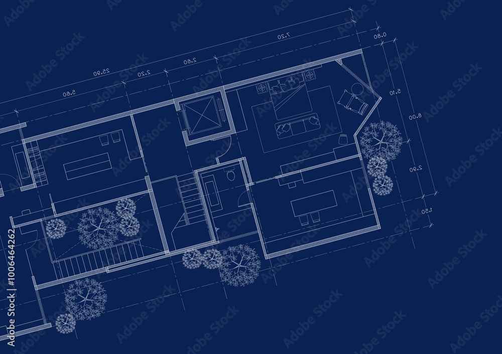 Floor plan designed building on the drawing. Floor plan designed building on the drawing.
