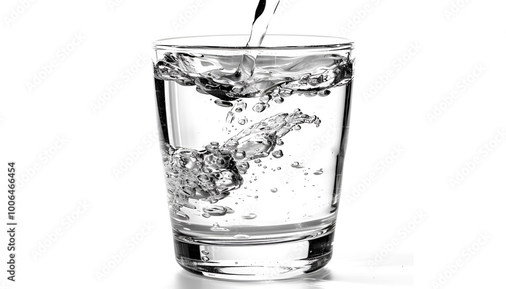 Pouring water into glass on white background Pouring water into glass on white background