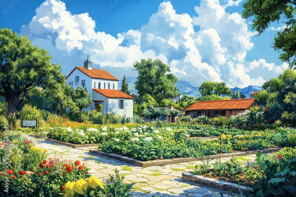 A Sunny Day in a Picturesque Garden A Sunny Day in a Picturesque Garden