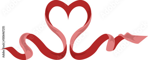 Elegant Red Ribbon Heart Love Element Illustration
