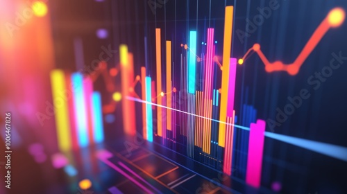 Wallpaper Mural Abstract Financial Chart with Neon Lights. Torontodigital.ca