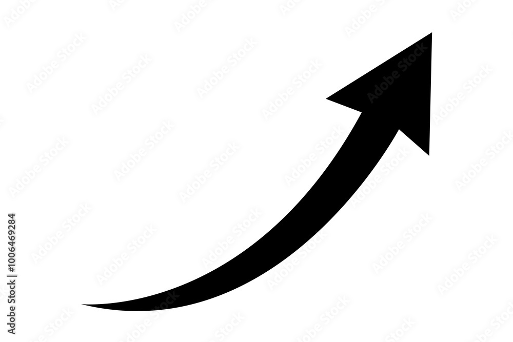 black curve arrow icon on transparent background. flat style. arrow ...