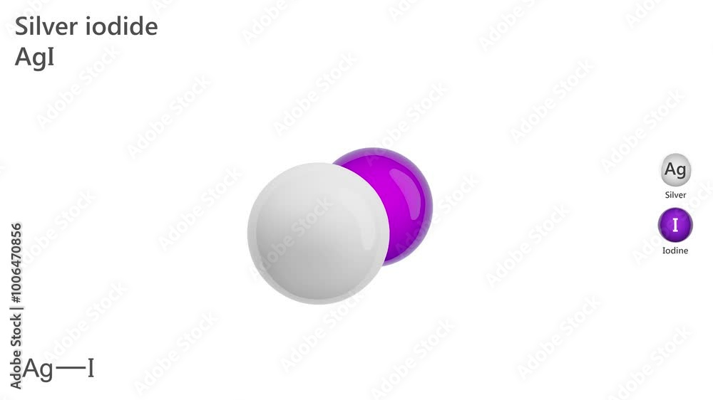 The molecule of silver iodide (AgI) is an iodide of silver. This ...