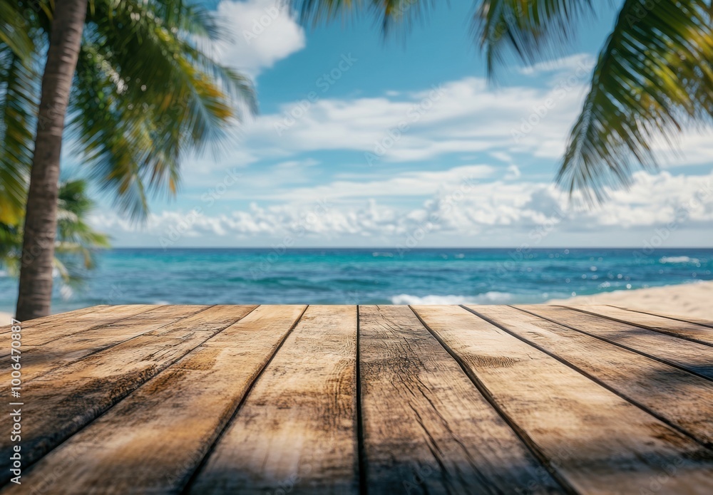 Wooden Deck Beach Scene. Wooden Deck Beach Scene.