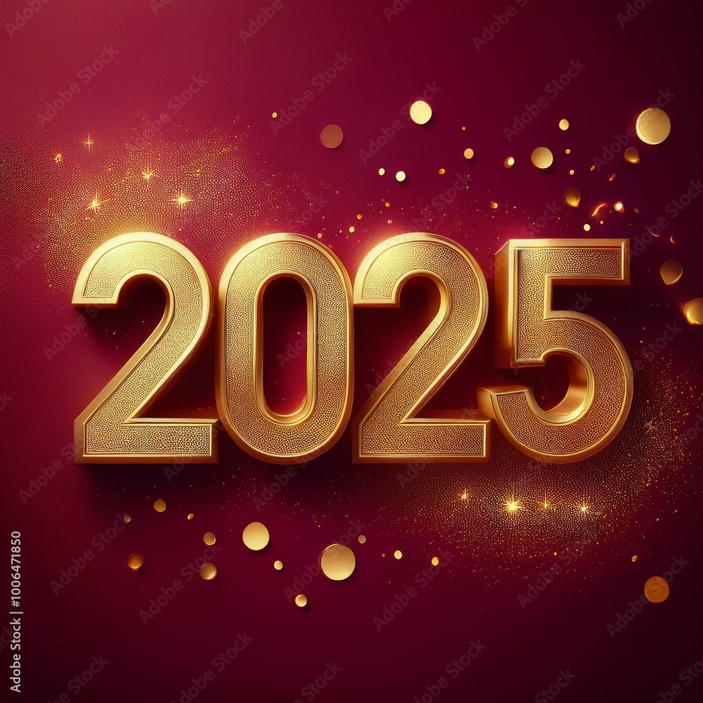 2025 number in golden font color on a burgundy background with gold 2025 number in golden font color on a burgundy background with gold