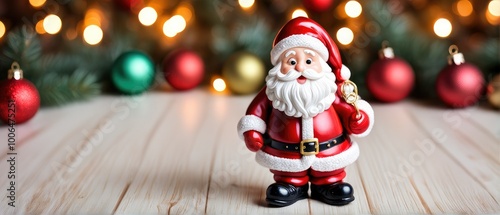 Santa Claus Figurine with Christmas Decorations