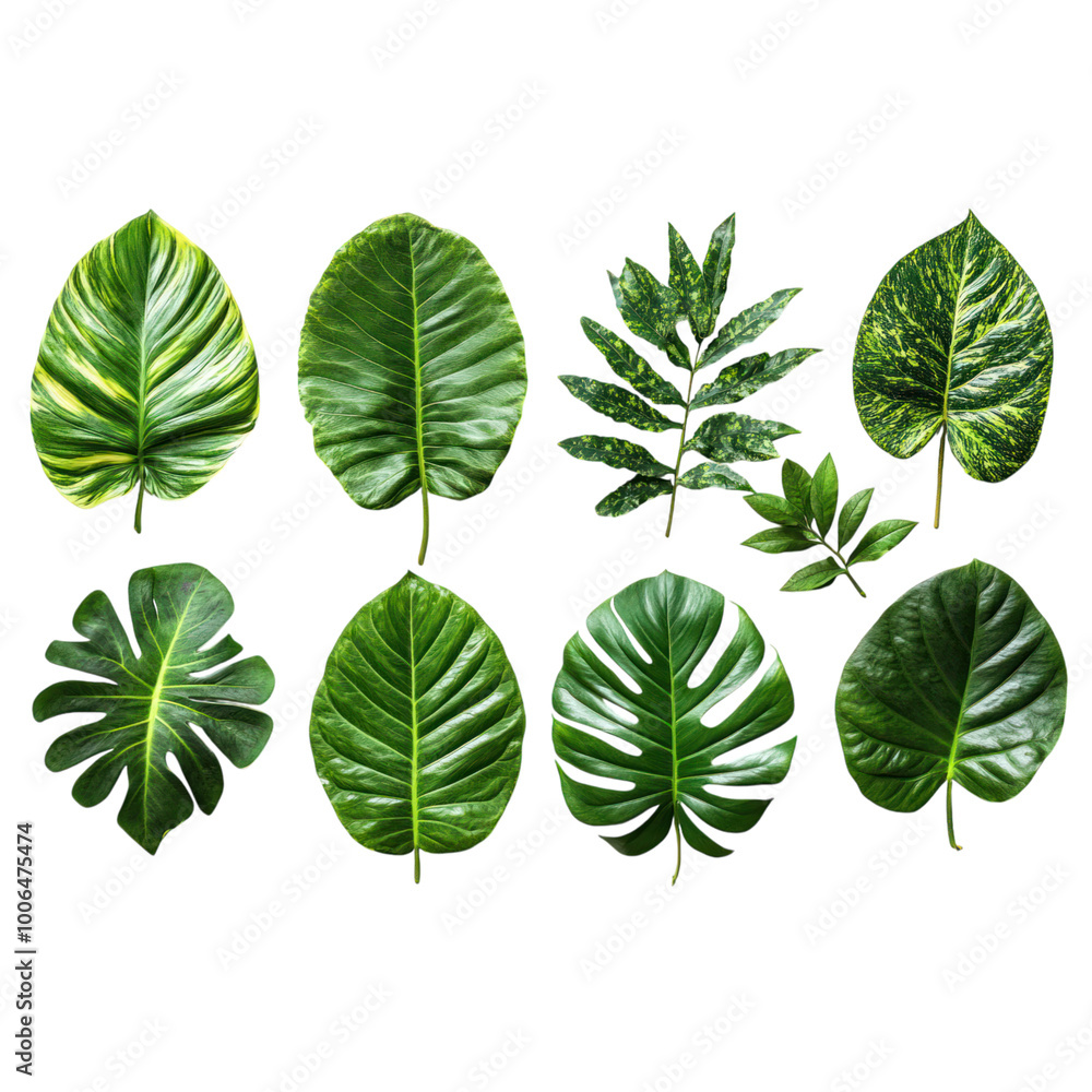 Collection of Green Leaves Isolated on a Transparent Background Collection of Green Leaves Isolated on a Transparent Background