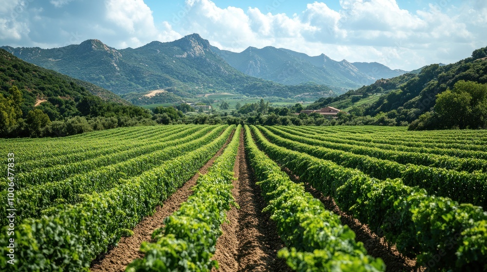 Vineyard Landscape with Mountains Vineyard Landscape with Mountains