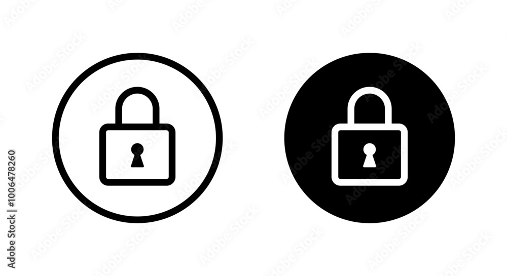 Padlock, lock line icon on black circle Padlock, lock line icon on black circle