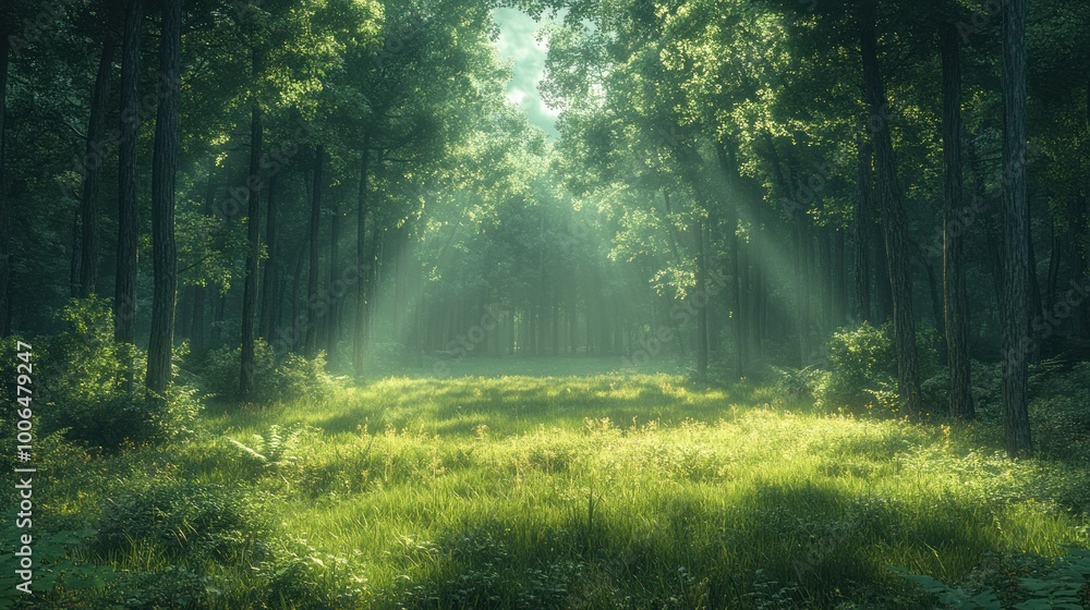 Obraz premium Sunlight Through the Forest